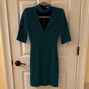 Alice + Olivia Shimmering Teal Mini Dress